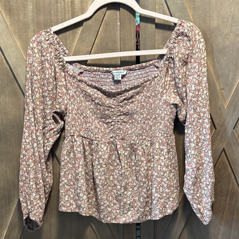 Floral American Eagle Blouse - Small Boho